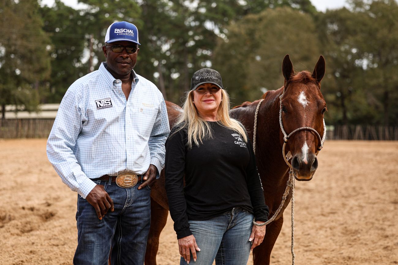 Fred Whitfield and Cindy Perez with an Animal colt